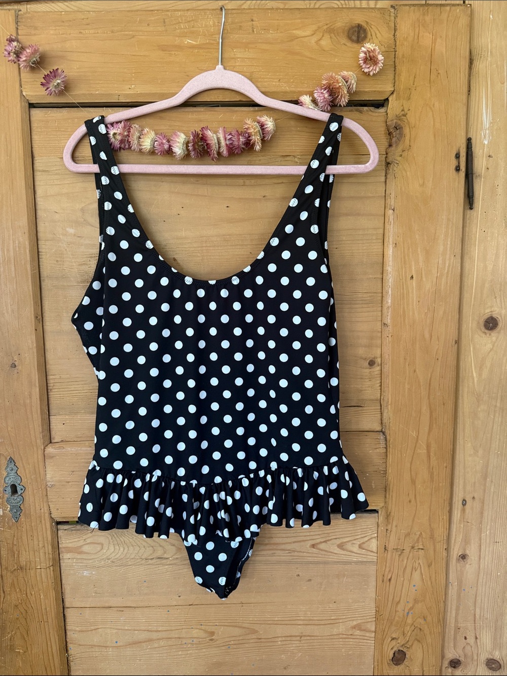 Caroline Constas Tinos Black and White Polka Dot Ruffle One-Piece swimsuit large - Picture 3 of 6